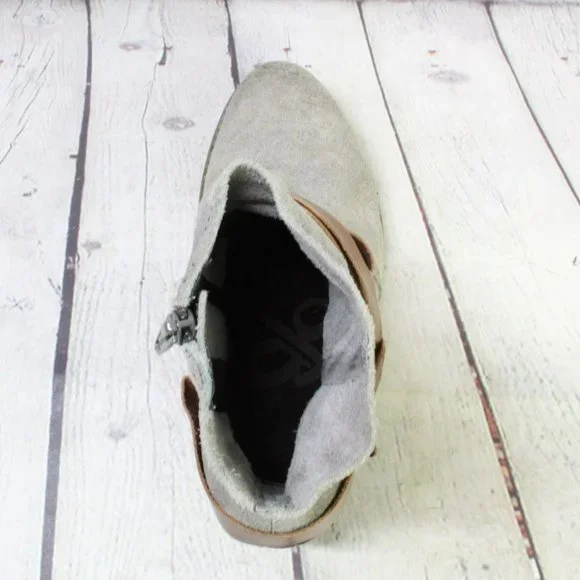 OTBT Bedford Gray Suede Side Zip Low Heel Ankle Boots Size 6.5 M - Picture 7 of 9